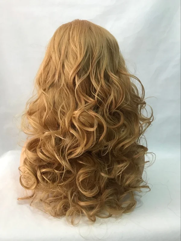 Ladies Wig Long Curly Synthetic Golden Brown Hair Party Wigs