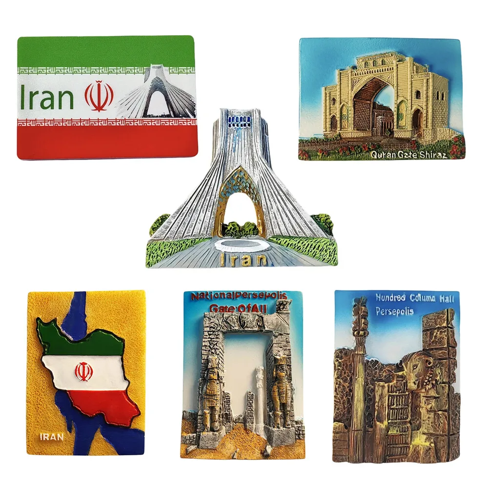 Recuerdo turístico de Asia Irán, pegatina magnética para nevera, artículos de decoración magnéticos para nevera, regalos artesanales