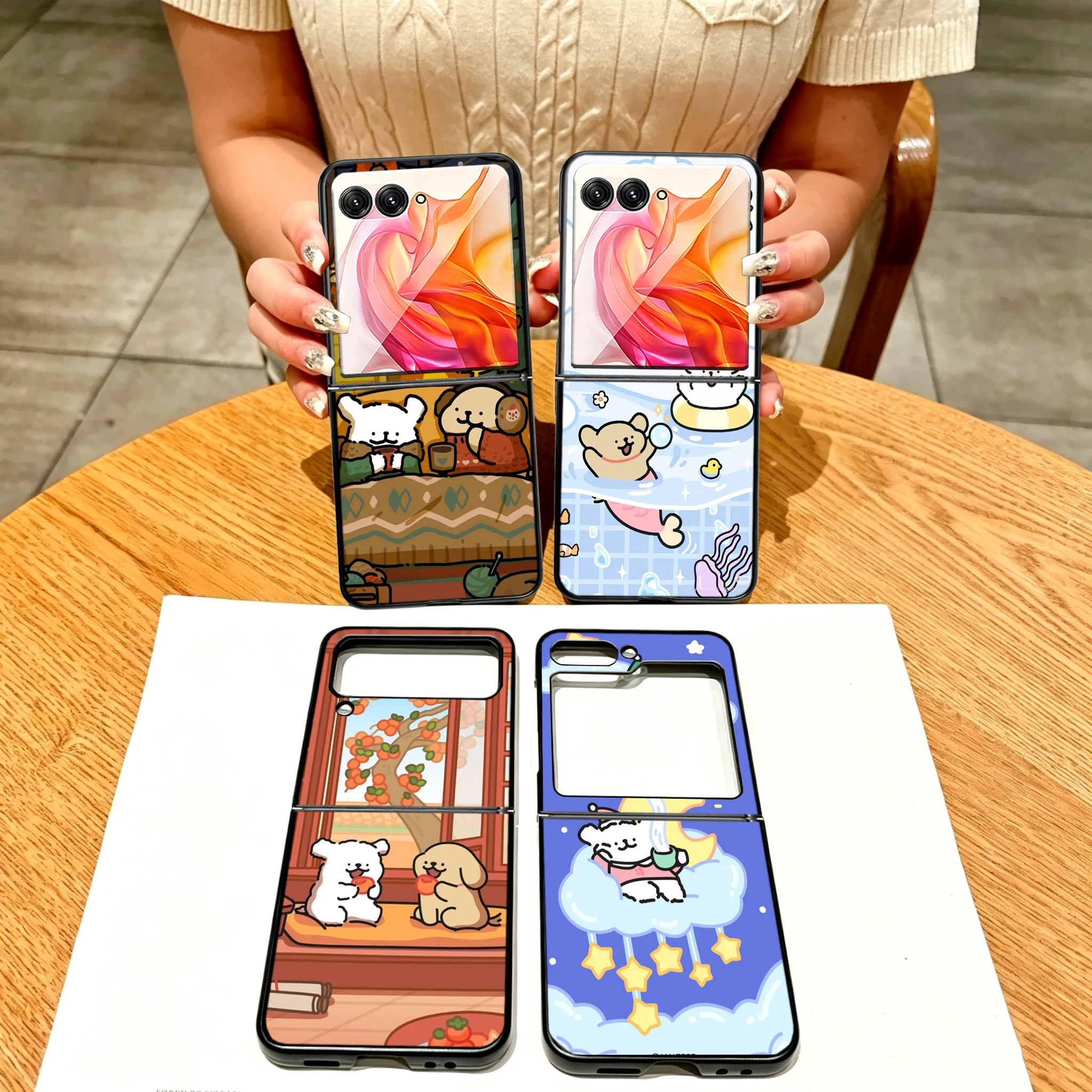 P-Puppy Cute Maltese Phone Case For Samsung Z Flip 6 7 5G Galaxy Z Flip 5 3 4 5G Z Fold 8 Shockproof Hard Cover TPU Capa Soft