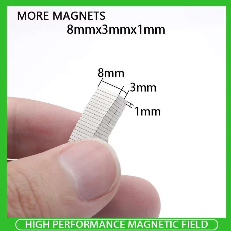 8x3x1mm Super Strong Square Magnet  8x3x1mm  For Home Refrigerators, Offices DIY  8x3x1mm