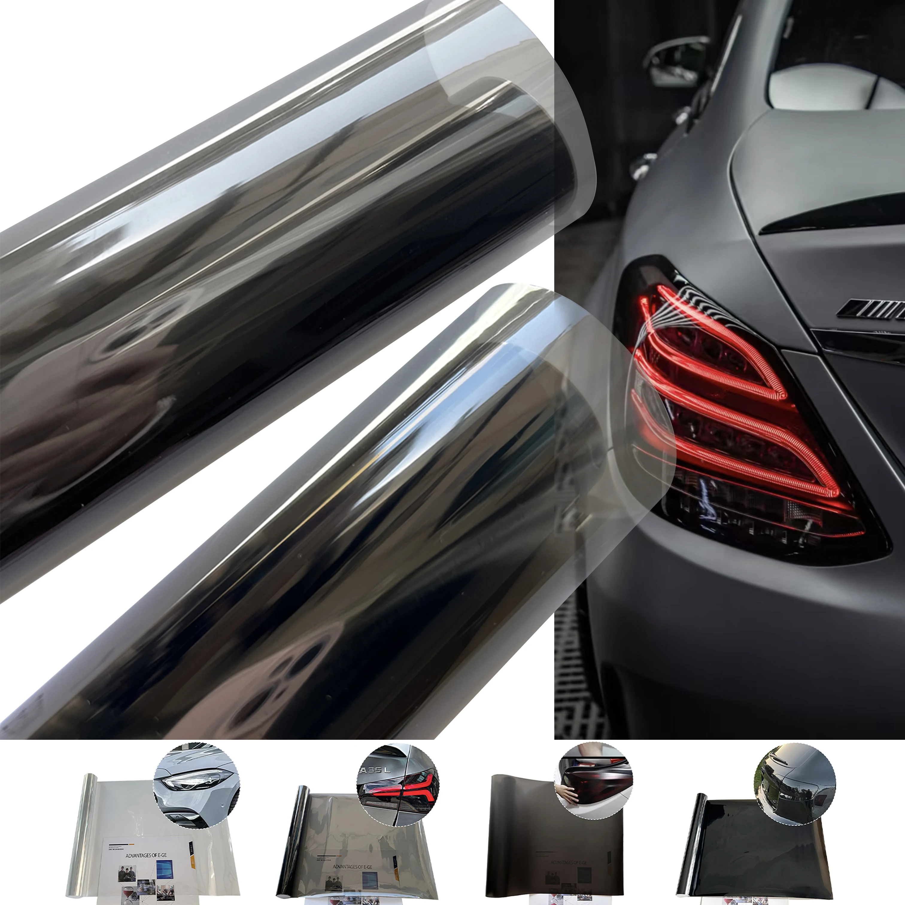 Car Headlight Tint Fog Light Taillight PVC Film Car Fog Light Taillight Smoke Black Wrap Cover Films Foil Sticker Car Decoration