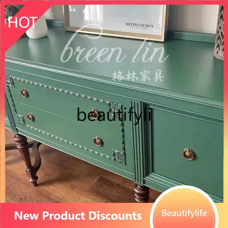 

smt53 French retro solid wood dining side cabinet American country decorative cabinet, foyer, storage cabinet partition