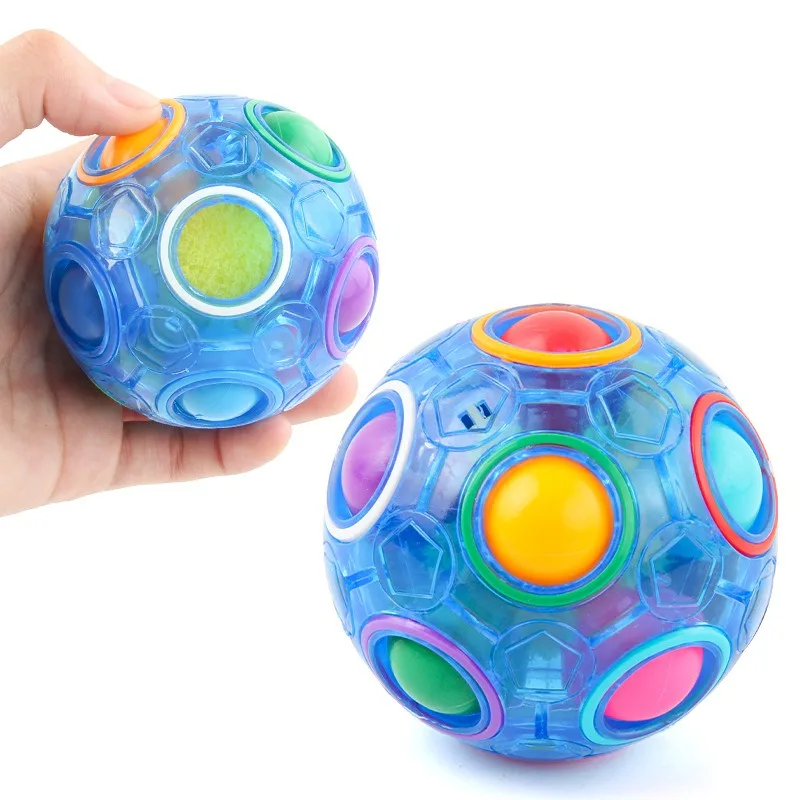 Magic Rainbow Puzzle Ball Speed Cube Ball Fun Stress Reliever Brain Teaser Color Matching 3D Puzzle Toy for Children Teen Adult