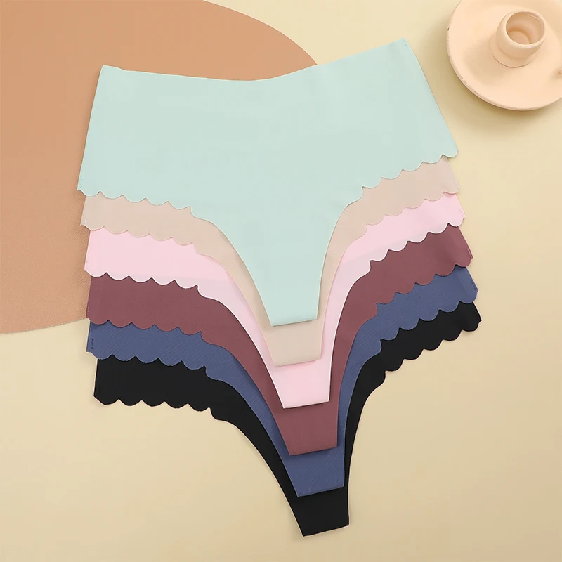 Mid Waist Women\'s Thong Tight Abdomen G-String Lifting Buttocks Brief Breathable Panties Seamless Thong Pants Ice Silk Underwear