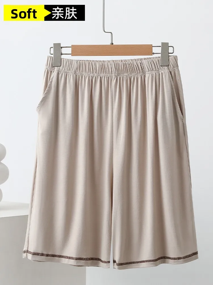 Loose Men's Modal Shorts Thin Home Pants Five-Quarter Length Casual Wearable Summer Sleepwear Comfortable Mid-Waist Trousers