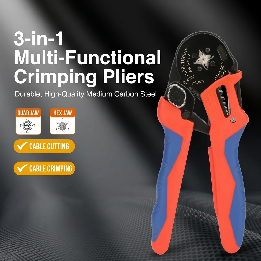 YGTITAN Multifunctional 3 in1 Wire Crimping Twith Ratchet Terminal Crimper Wire Stripper and Cutter for Electrical Connectors