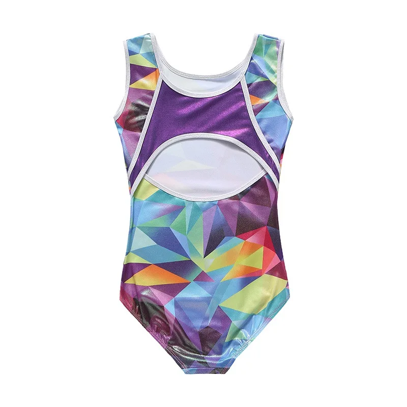 Meninas sem mangas Leotards para Performance de Palco, Ballet Dance Wear, Sparkle Patchwork Bodysuits, Atletismo Ginástica Trajes, Crianças