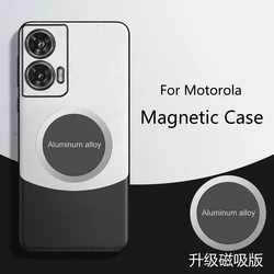 Magnetic Case For Motorola G85 Case For Moto G84 G54 G34 G24 G14 Back Cover Luxury Silicone Leather Color Blocked Shell Bumper