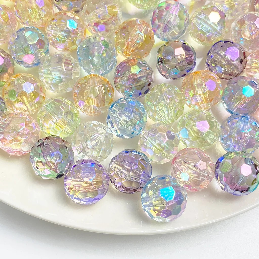 50Pcs High Transparency Colorful Acrylic Round Beads, Multi-Segment Bead for DIY Bracelets, Phone Chains, Jewelry Accessories