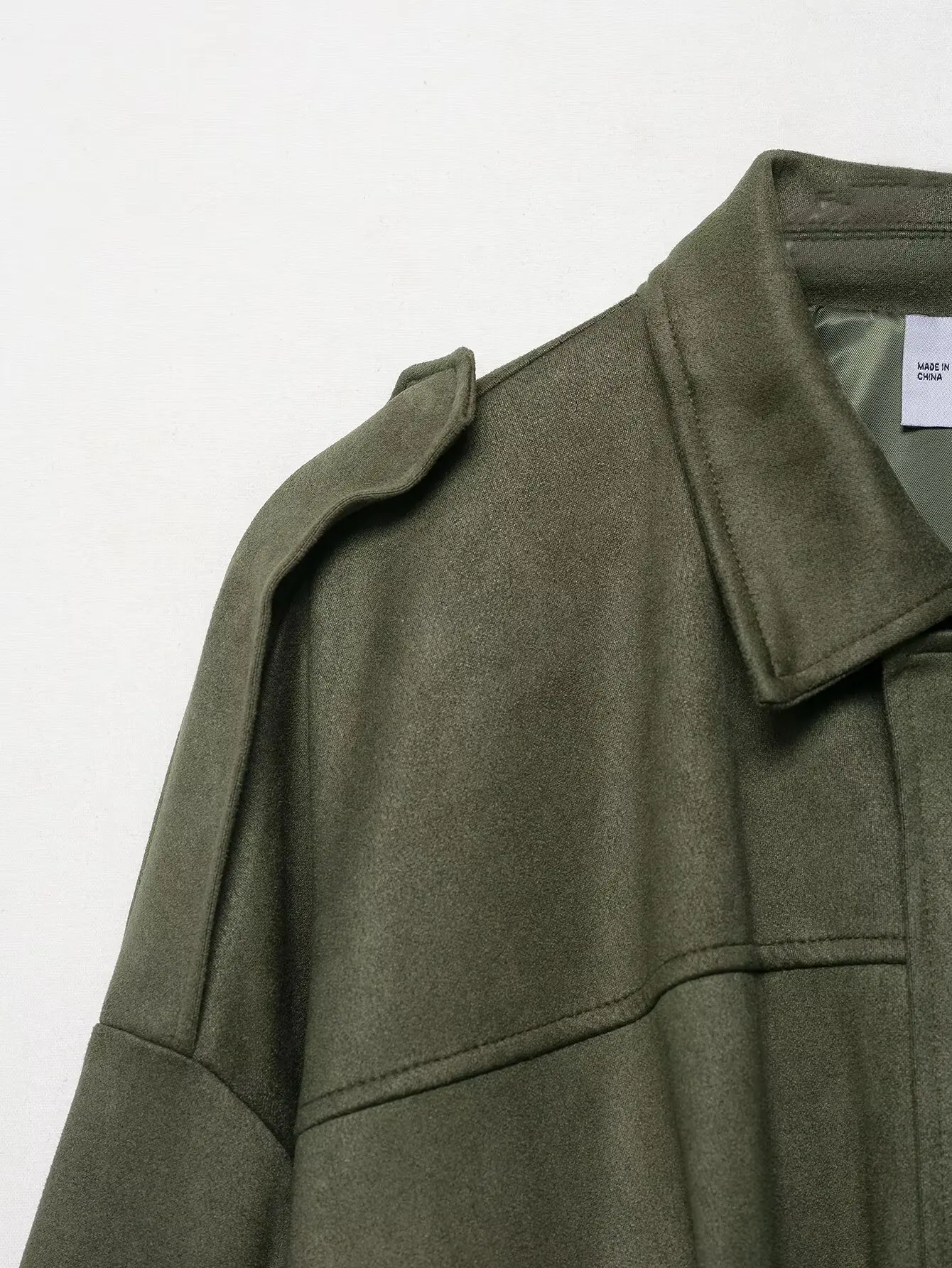2022 Jacke mit Taschendetails aus Wildlederstruktur, Damen-Freizeitjacke, entspannte Passform, Mantel mit Reißverschluss vorne, maschinenwaschbar, Alltagskleidung, Fa