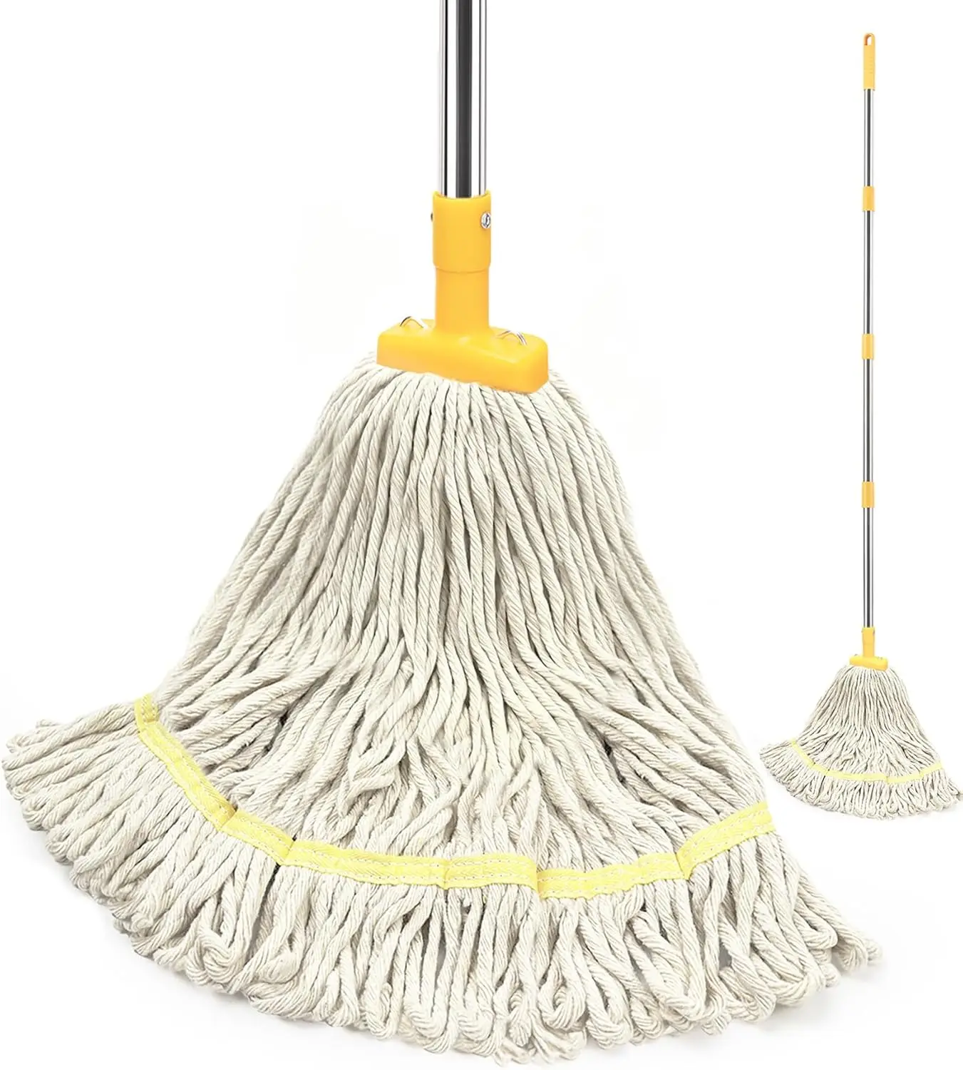 

Indoor Mop with Cotton String and Long Handle for Wood, Tile, Hardwood Floors - Ideal for House Kitchen Bathroom Garage Office