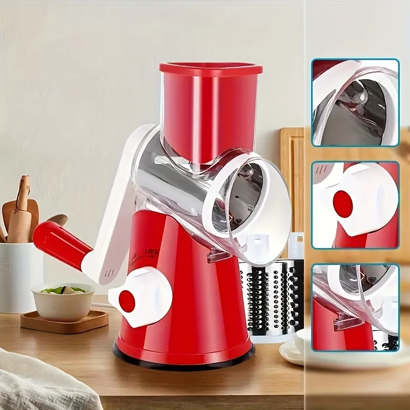 

1pc Vegetable & Fruit Slicer Grater, Highly Efficient Benchtop Drum Cutter for Fast, Even Shredding