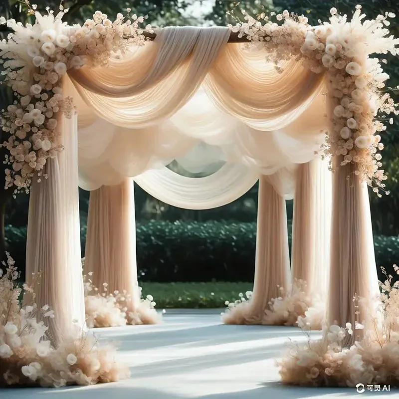 Camino de mesa decorativo para arco de boda, bufanda transparente, cenefa de gasa para cortinas rústicas para arco de boda, decoración para fiesta de despedida de soltera, 1 ud. ﻿