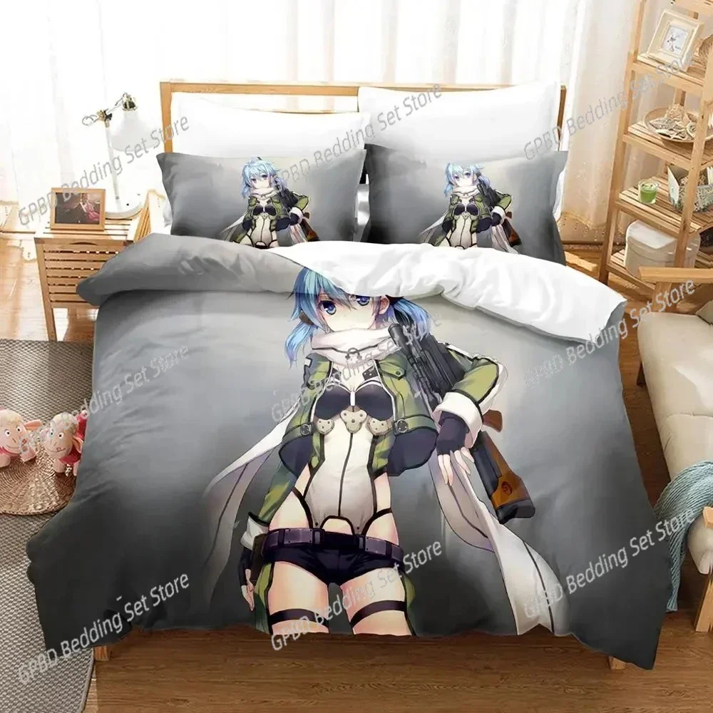 Anime Asada Shino Sword Art Online Bedding Set Bedroom Soft Modern Bedspreads Comefortable Duvet Cover Quilt Cover Pillowcase