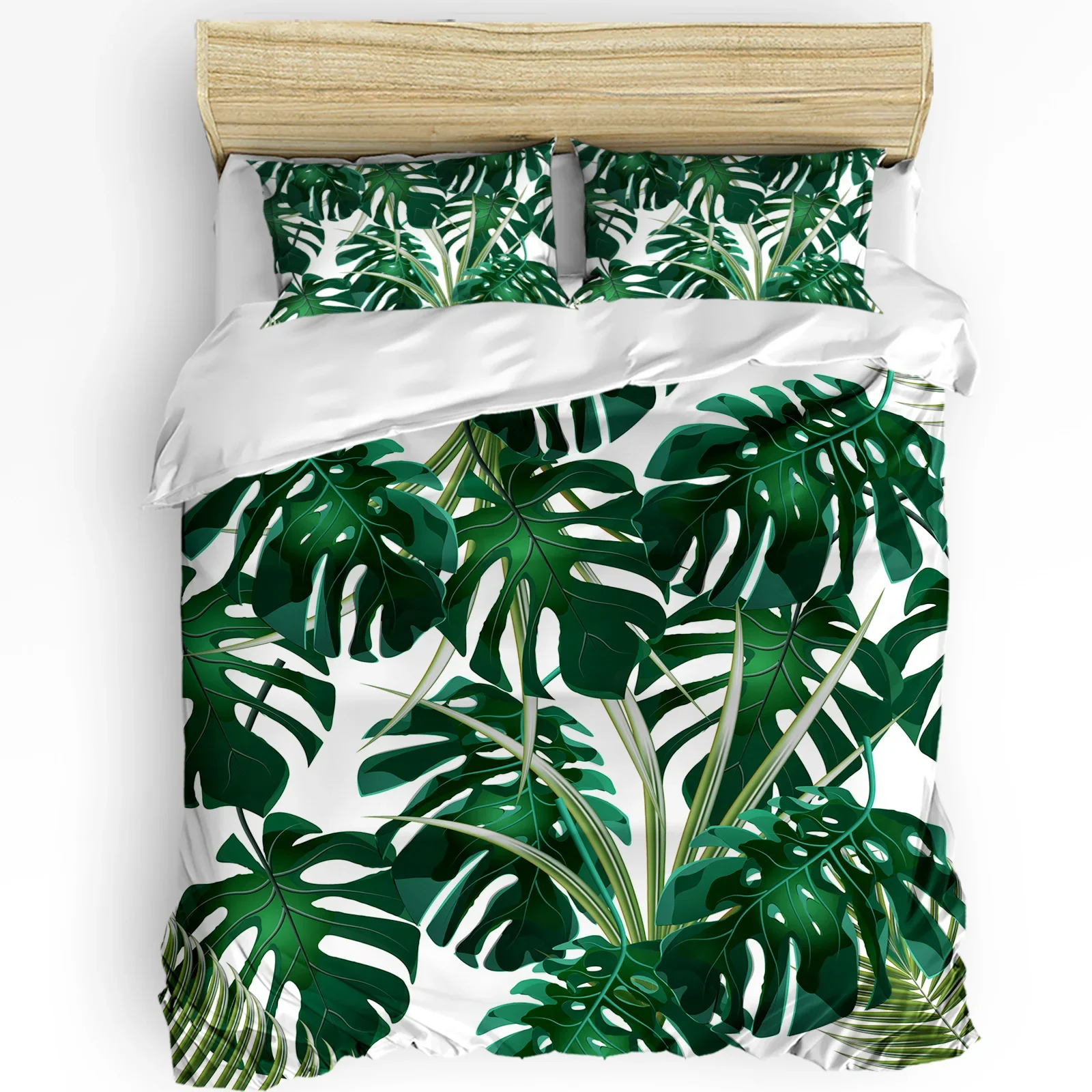 

3pcs Bedding Set Tropical Jungle Leaves Monstera Green Home Textile Duvet Cover Pillow Case Boy Kid Teen Girl Bedding Covers Set