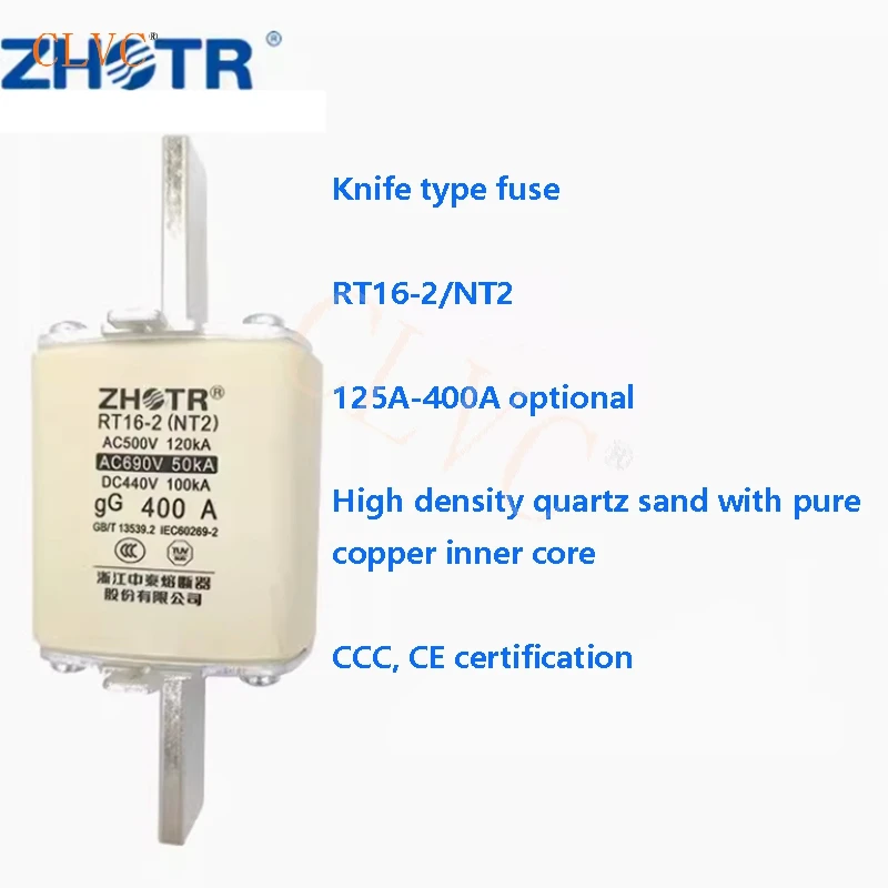 

RT16-2 NT2 NH2 RT36-2 ceramic fuse core fuse 315A 350A 400A RT16-2 500VAC/690VAC/440VDC CE 50KA Low Voltage Quick Fuse Link