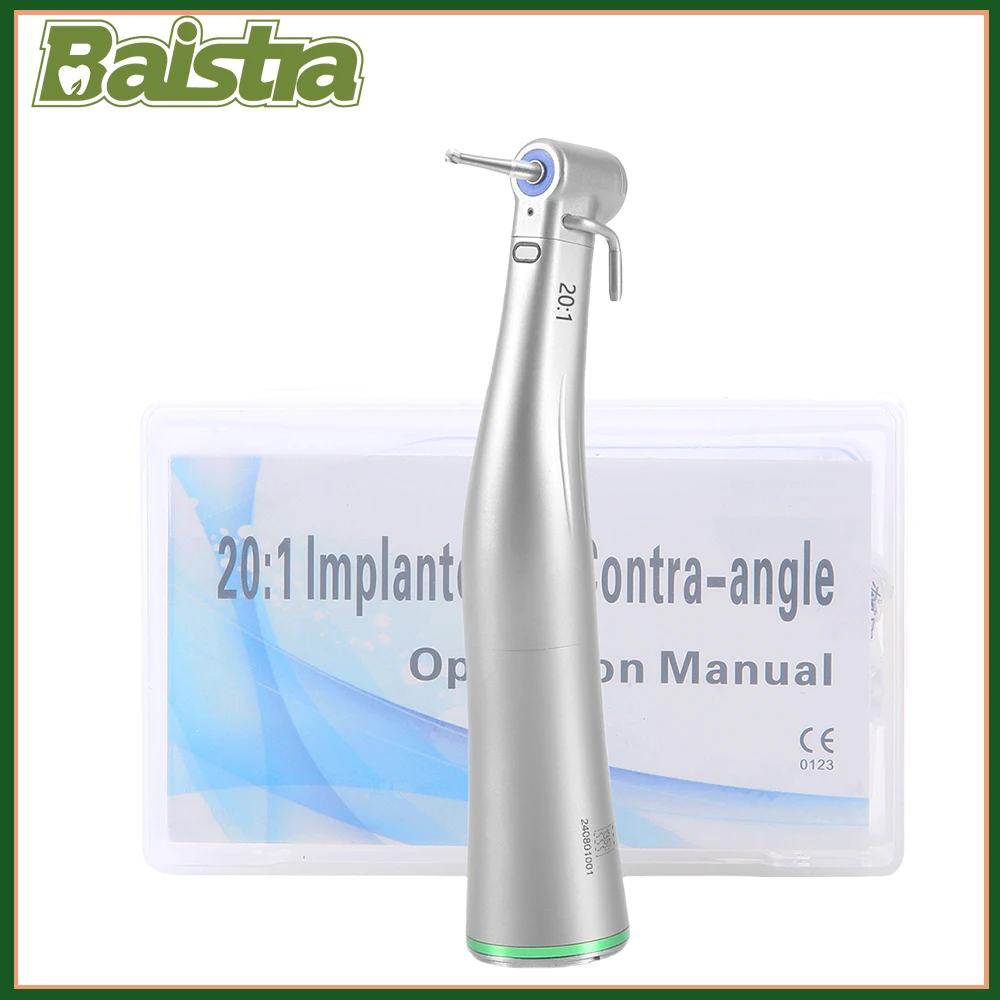 

BAISTRA Dental LED Fiber Optic 20:1 Implant Contra Angle Push Button Low Speed Handpiece Dentistry Instruments AZDENT