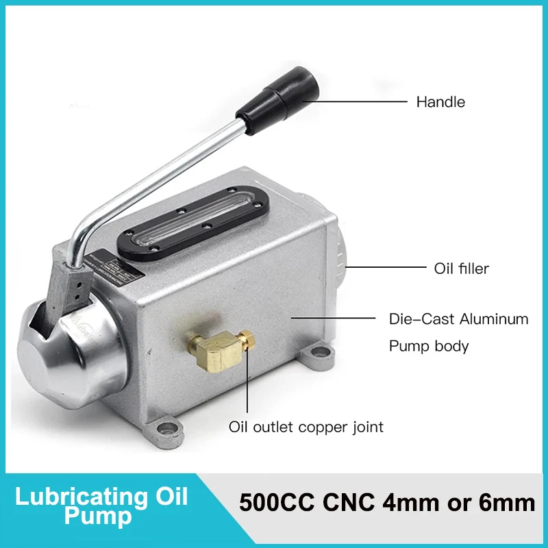 Lubricating Manual Oil Pump Hand Lubrication 500CC CNC 4mm / 6mm Double Outlet / single outlet Port Manual Lubricating Pump