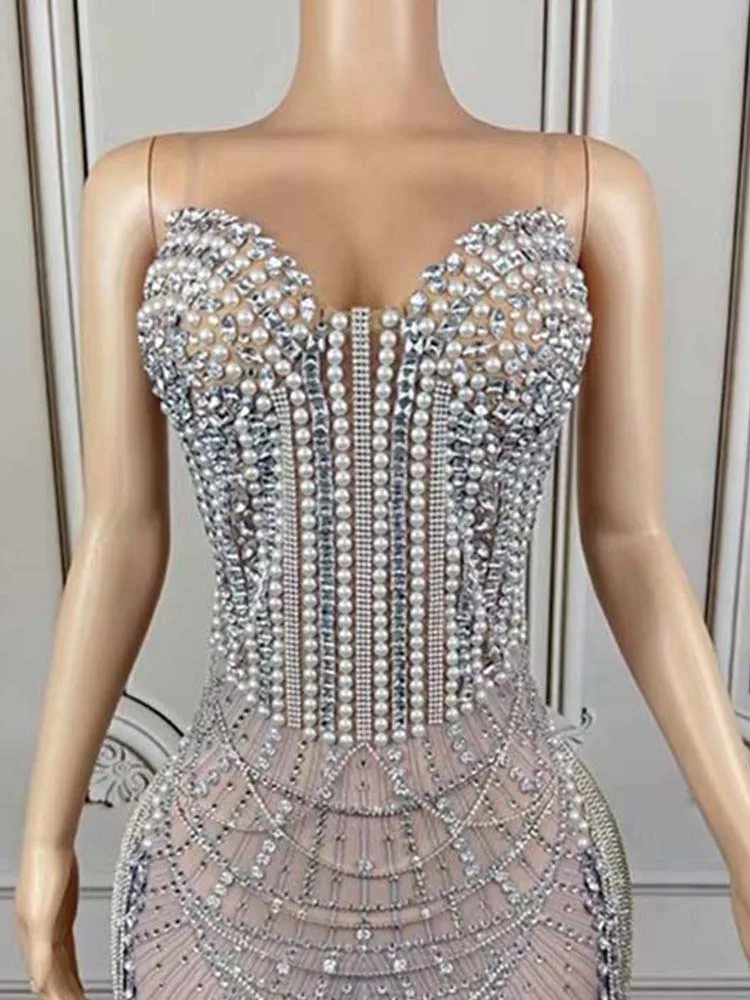 Wysokiej jakości seksowna sukienka bez ramiączek z gorącymi koralikami i frędzlami 2025 Nowa moda na zamówienie Odzież damska