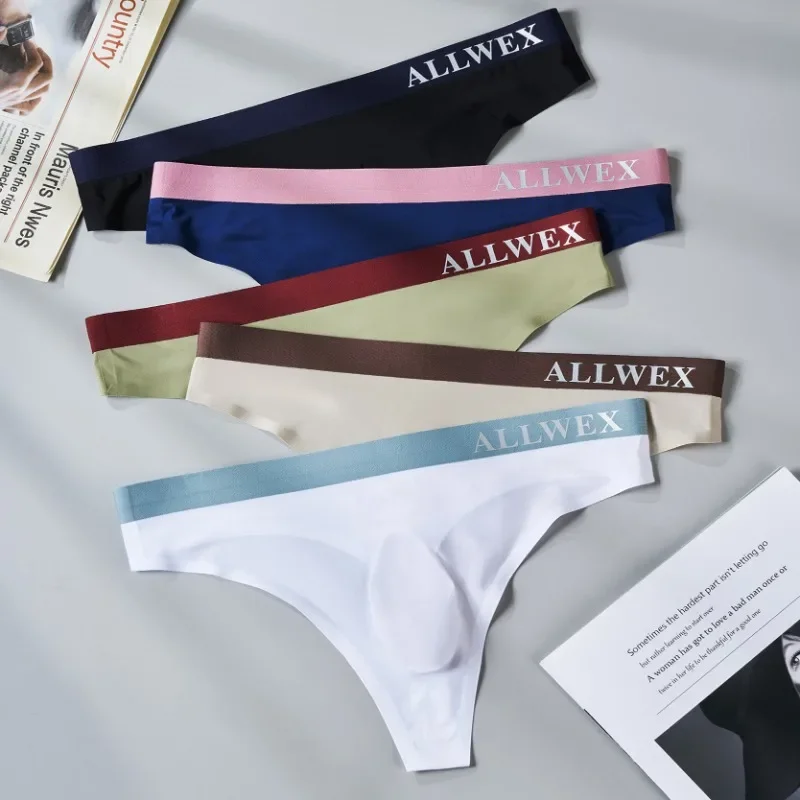 

Low Rise Thong Men Sexy Ice Silk Seamless G-string Bulge Pouch Underwear Soft Panties Soft Underpants Man See Through Lingerie