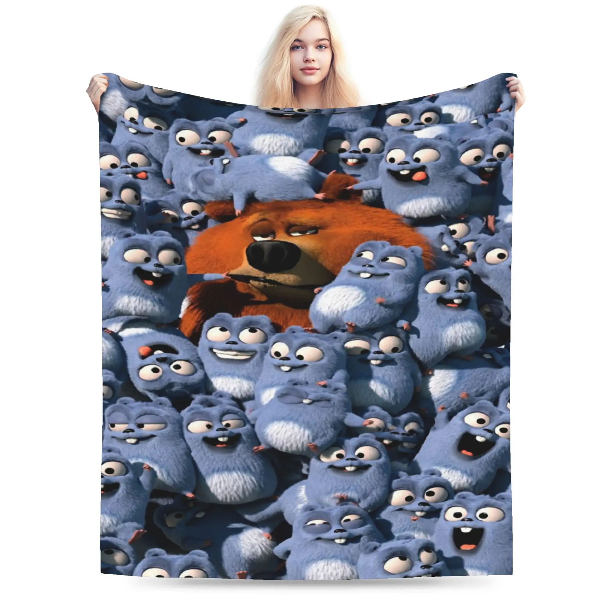 Grizzly And Lemmings  Throw Blanket for Couch  Soft Cozy Plush Blanket 50x60 Inches Multiple Sizes Bedspreads for All Seasons