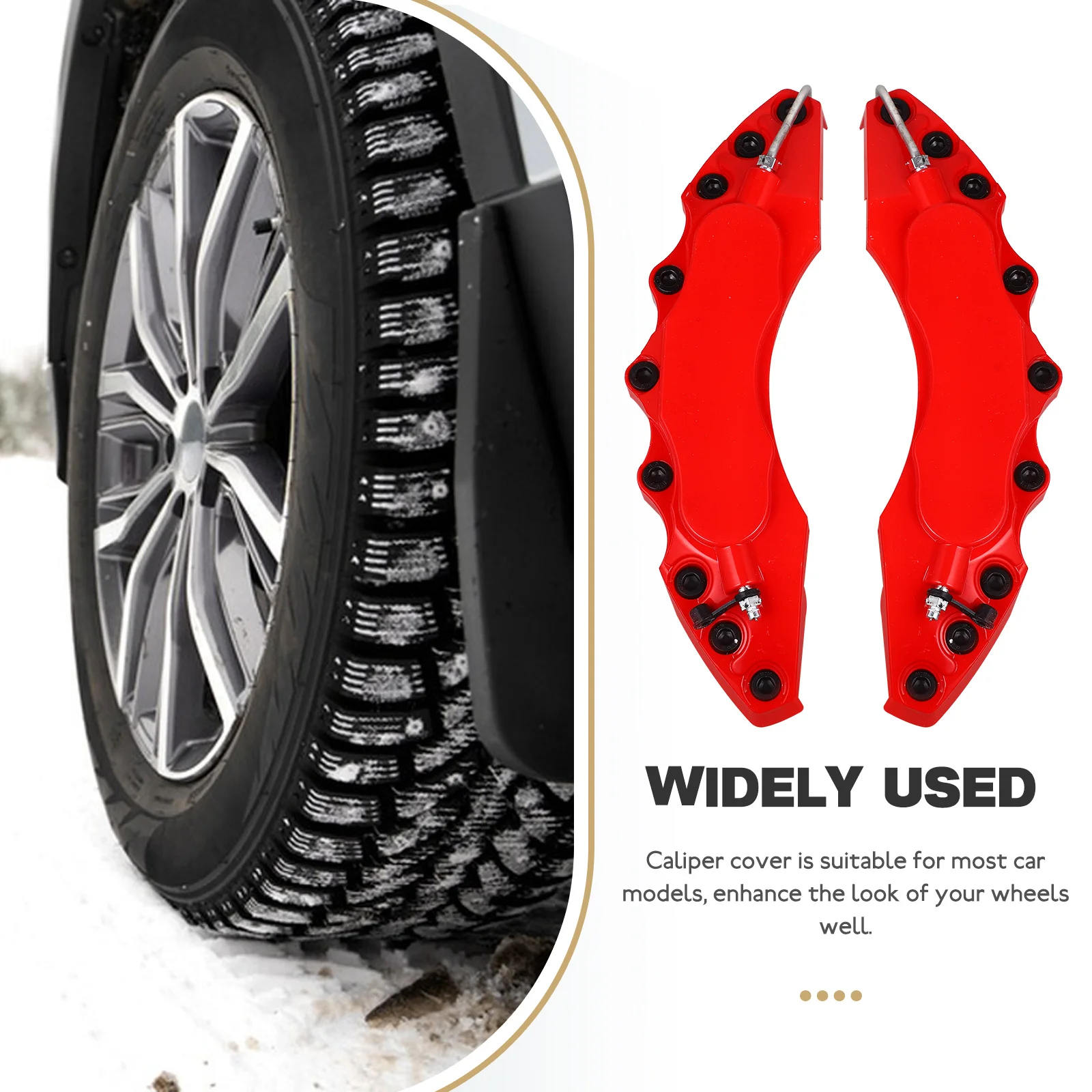 

2pcs Red Brake Covers ABS Material Easy Installation Car Accessories Disc Caliper Cover Automotive Parts Rear Wheel Hub Decor