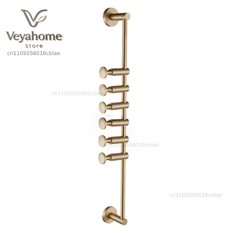 Brass Cloth Hanger North European Wall Hook Adjustable Bedroom Storage Holder Gold Robe Rack Bathroom Towel Hanger