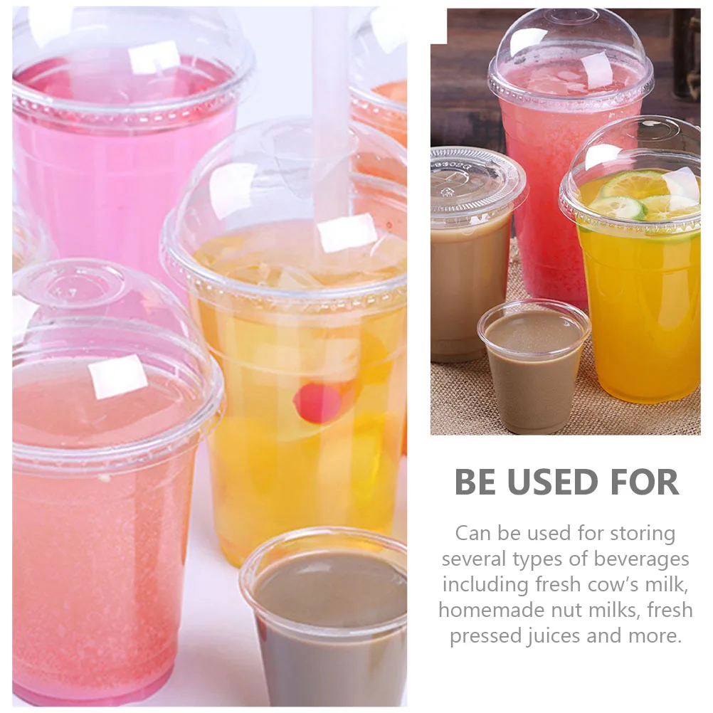 

40pcs Pp Cup With Lid Clear Disposable Juice Cups Multi-Function Storage Portable Drink Supply For Fresh Milk Nut Milks Pressed
