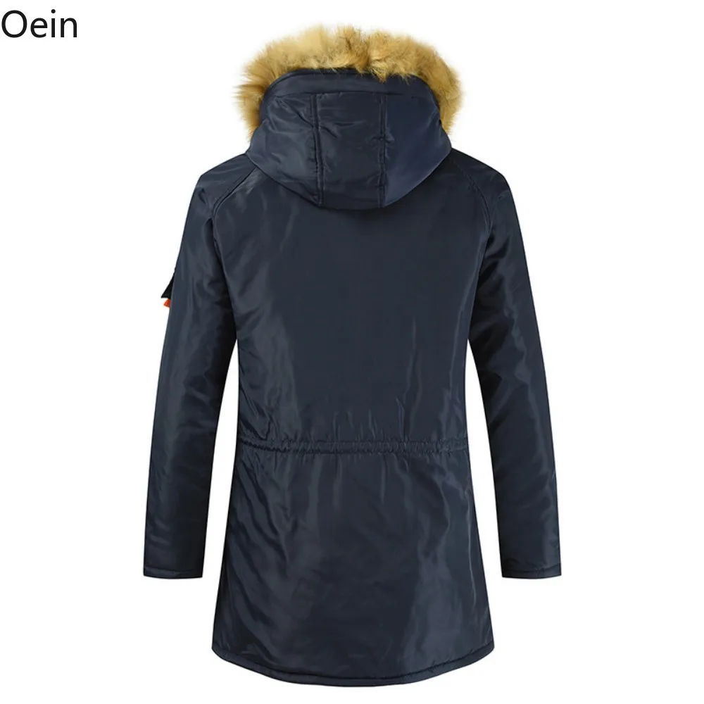 Men‘s Plus Size Hooded Faux Fur Collar Jacket Winter Cotton Down Outwear Coats