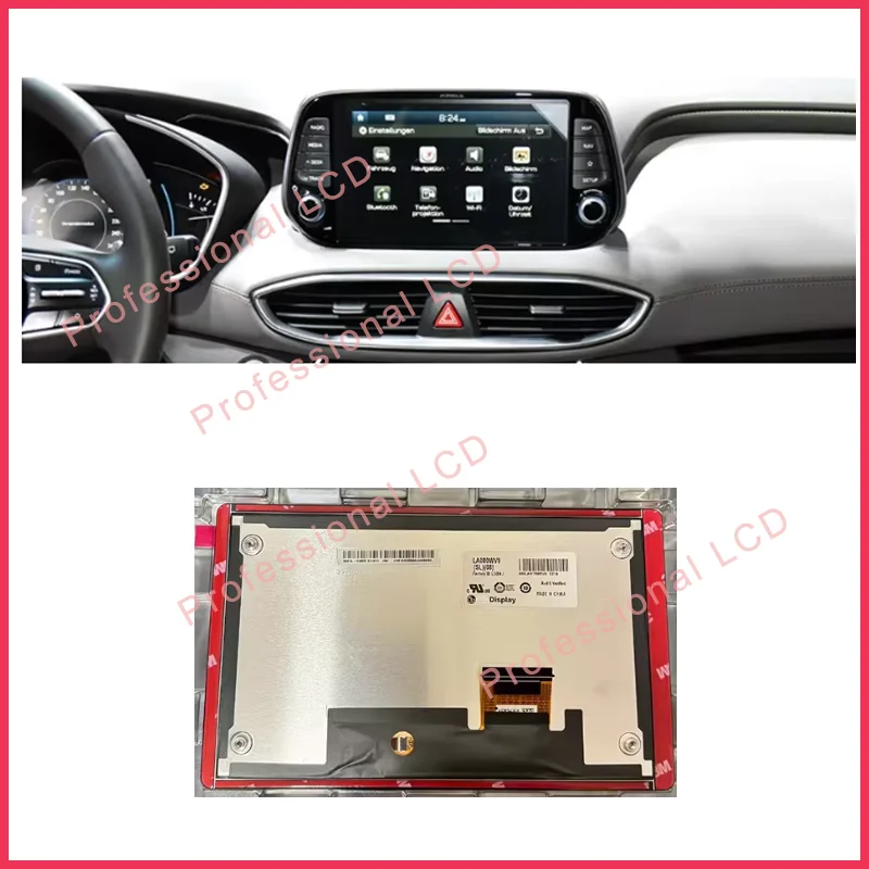 LCD With Touch Screen For Hyundai Santa FE 2019-20 Navigation LA080WV9-SL02 SL08 LA080WV9 SL06 96560-S2301UAY 96560S2301