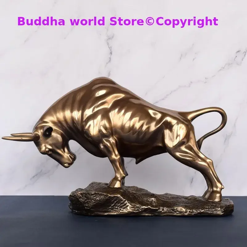 TOP ART Home store Company SHOP Decor ART stock market financial business bring wealth GOOD LUCK Success Wall Street Bull Statue