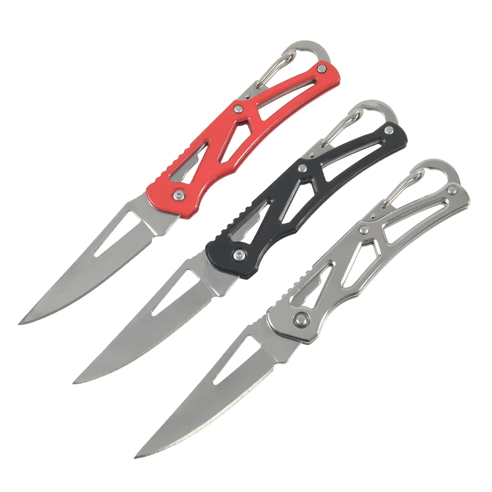 1PC Portable Outdoor Camping Folding Knife Multifunctional Mini Stainless Steel Carry Key Knife Self Defense Tool