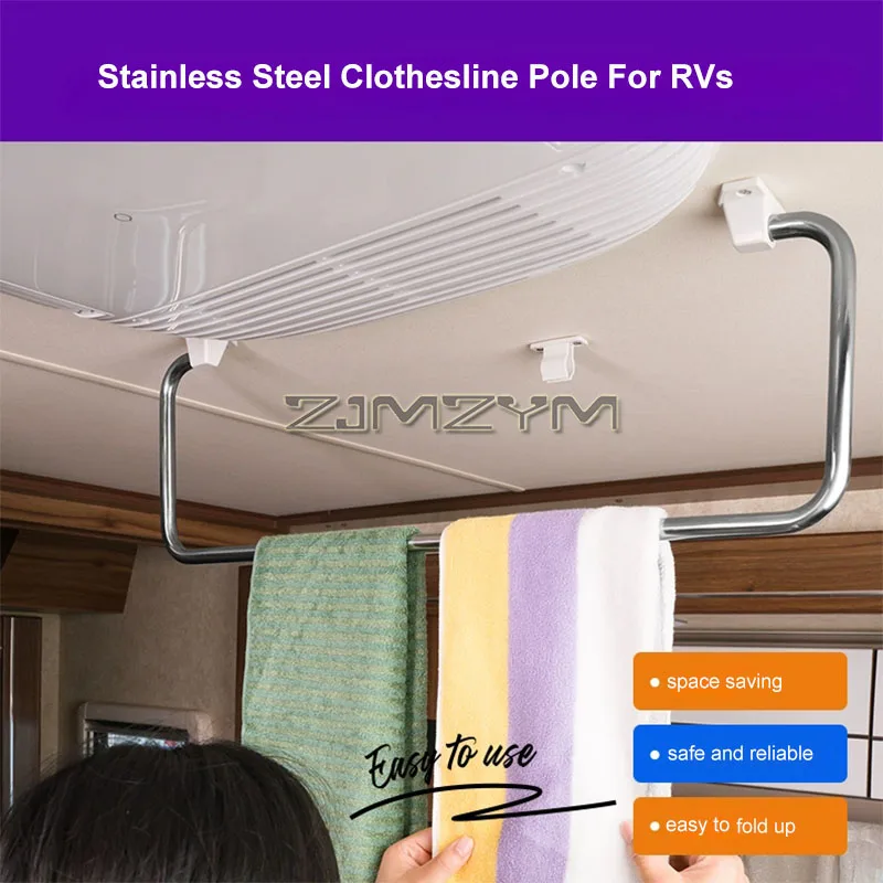 Asta per asciugare i vestiti per camper, binario sospeso in acciaio inossidabile per armadi, stendibiancheria salvaspazio
