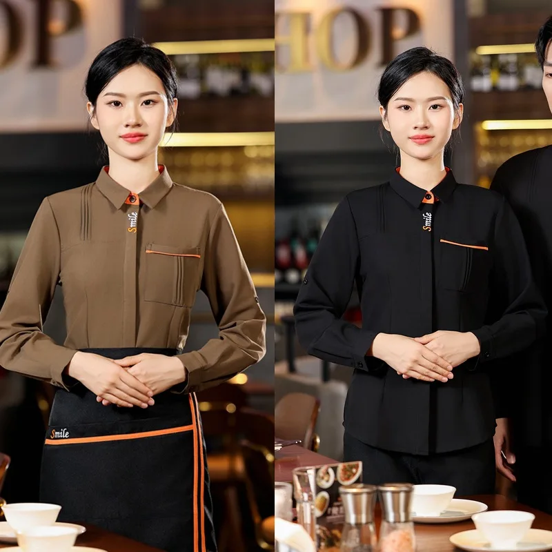 ケータリングウェイター秋の作業服西洋レストラン長袖シャツファーストフードレストラン鍋レストラン茶室コーヒー