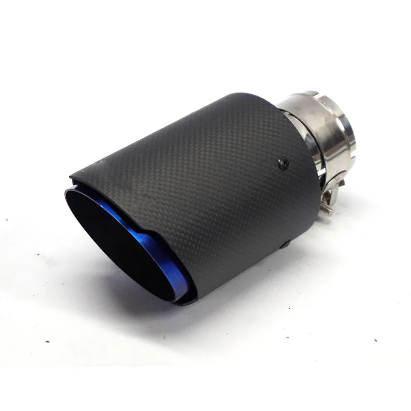 

Roast blue 89mm single straight edge carbon fiber tailpipe for automobile exhaust refitting General tailpipe tailpipe