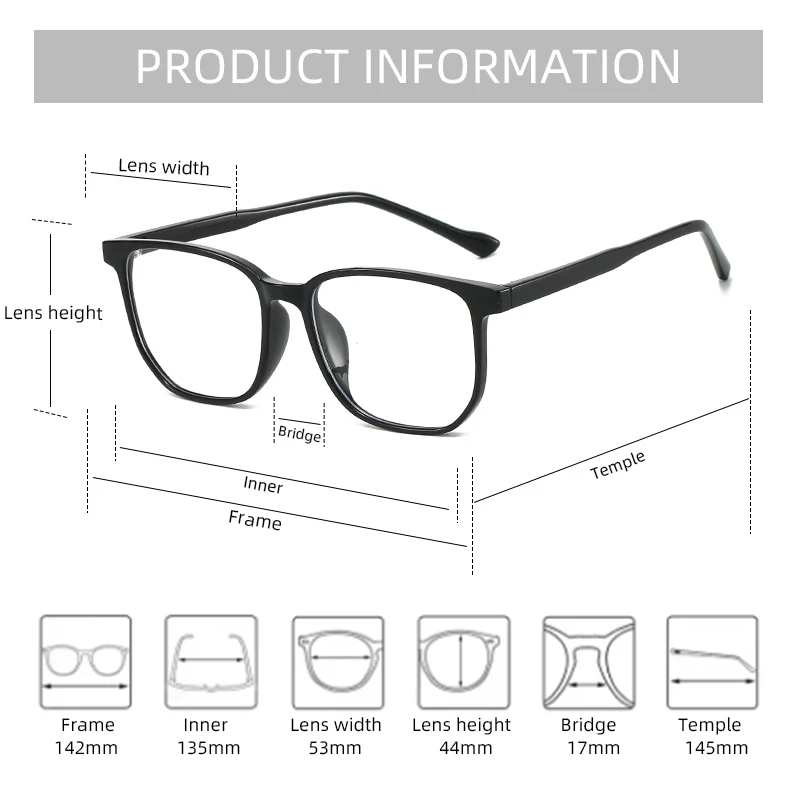 3 قطعة نظارات مربعة لحجب الضوء الأزرق للرجال TR90 إطار خفيف مضاد للأشعة الزرقاء نظارات كمبيوتر كلاسيكية للنساء #5
