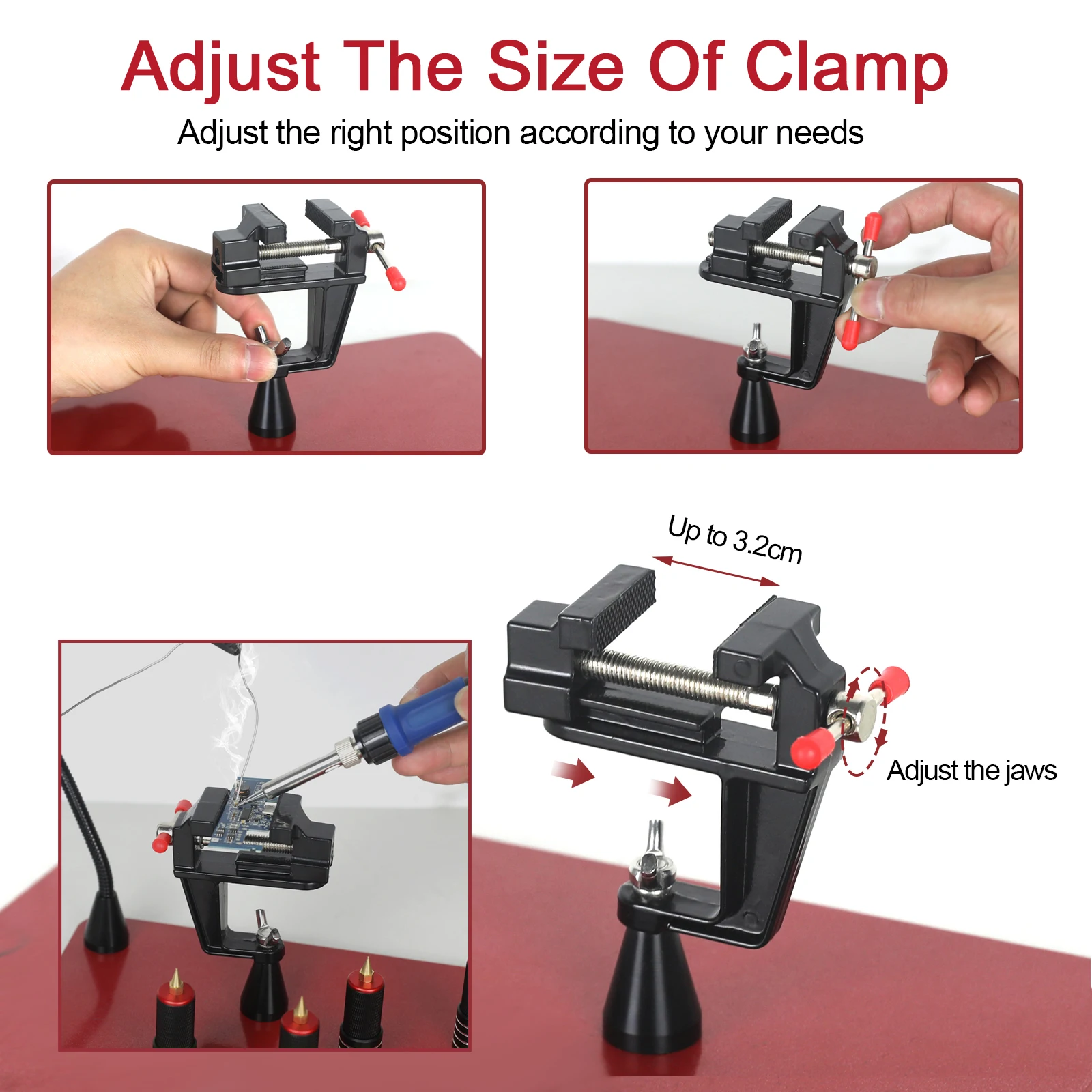 NEWACALOX Heavy Duty Base Welding Workbench with Magnetic Flexible Arm PCB Holder 3X LED Magnifying Lamp for Soldering Repair