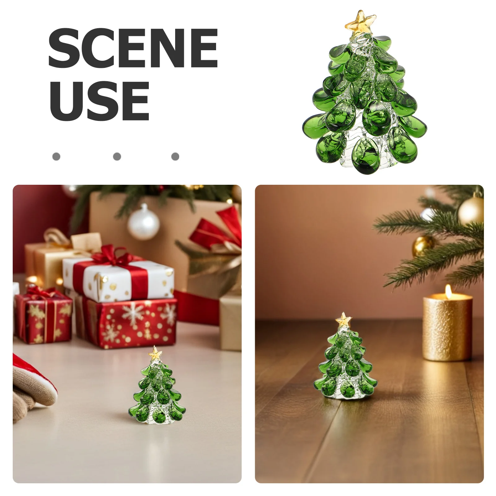 Crystal Tree Christmas Table Centerpiece Shelf Decor Sculpture Green Clear Glass