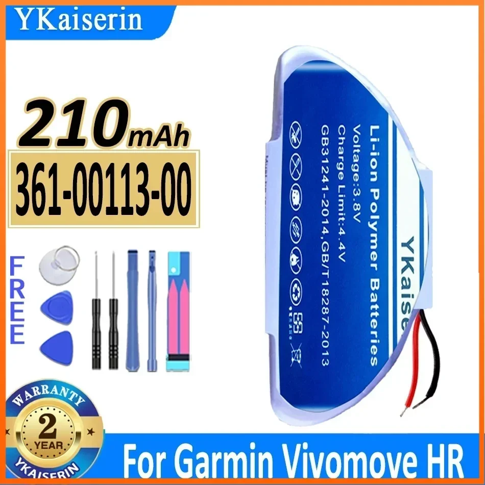 YKaiserin 210mAh Replacement Battery 361-00113-00 for Garmin Vivomove HR Batterie Bateria Warranty 2 Years + Free Tools