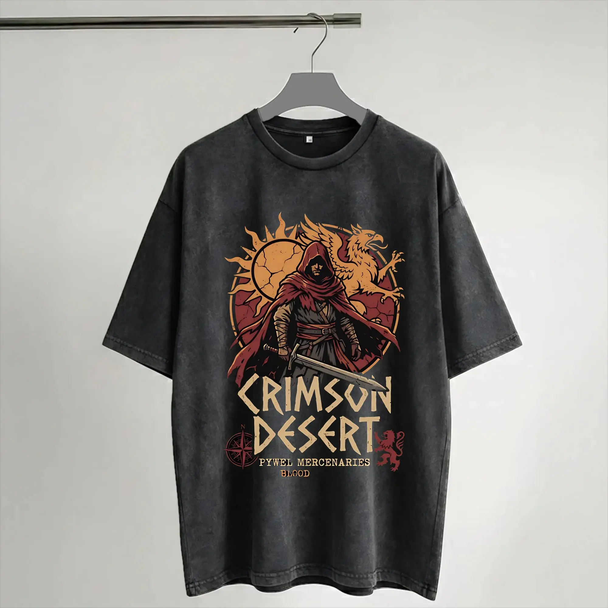 Pearl abyss crimson desert  Washed T Shirts Streetwear Hip Hop Fashion T-Shirts  Tee Shirt for Men Women Short Sleeve Oversize