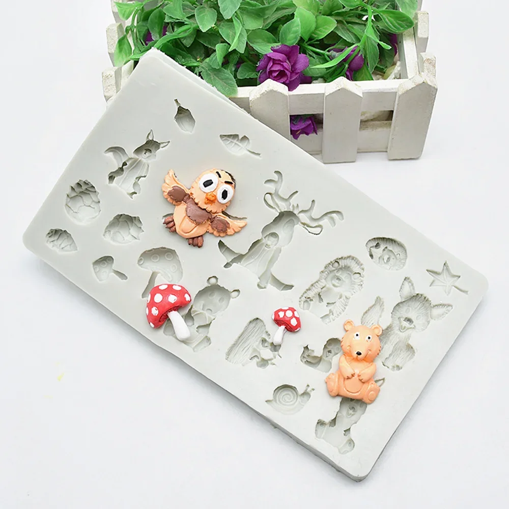 Cute Animals Silicone Mold Resin Kitchen Baking Decoration Tool For DIY Deer Mushroom Cake Chocolate Dessert Moulds Fondant