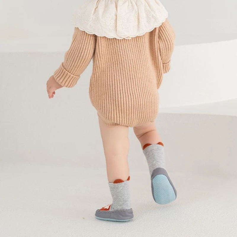 Baby Walking Shoes Non Slip Soft Sole Mid Calf Socks Shoes for Infants 6-12 Months Indoor Wear​