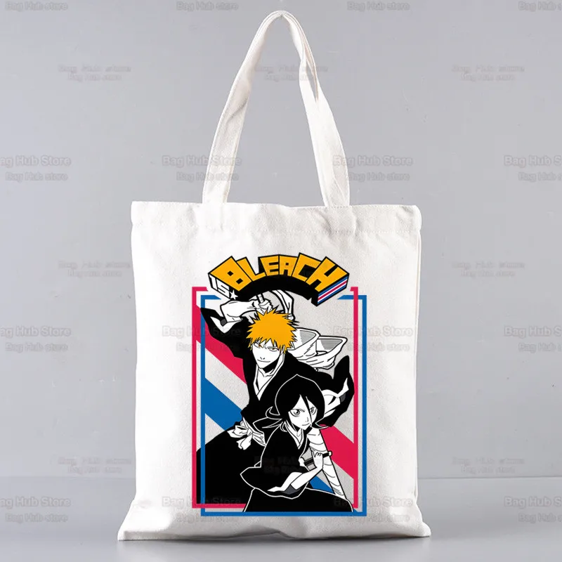 Bleach kurosaki ichigo sacola de compras mercearia shopper mangá anime japonês saco de juta sacola shoping reutilizável bolsa sacolas