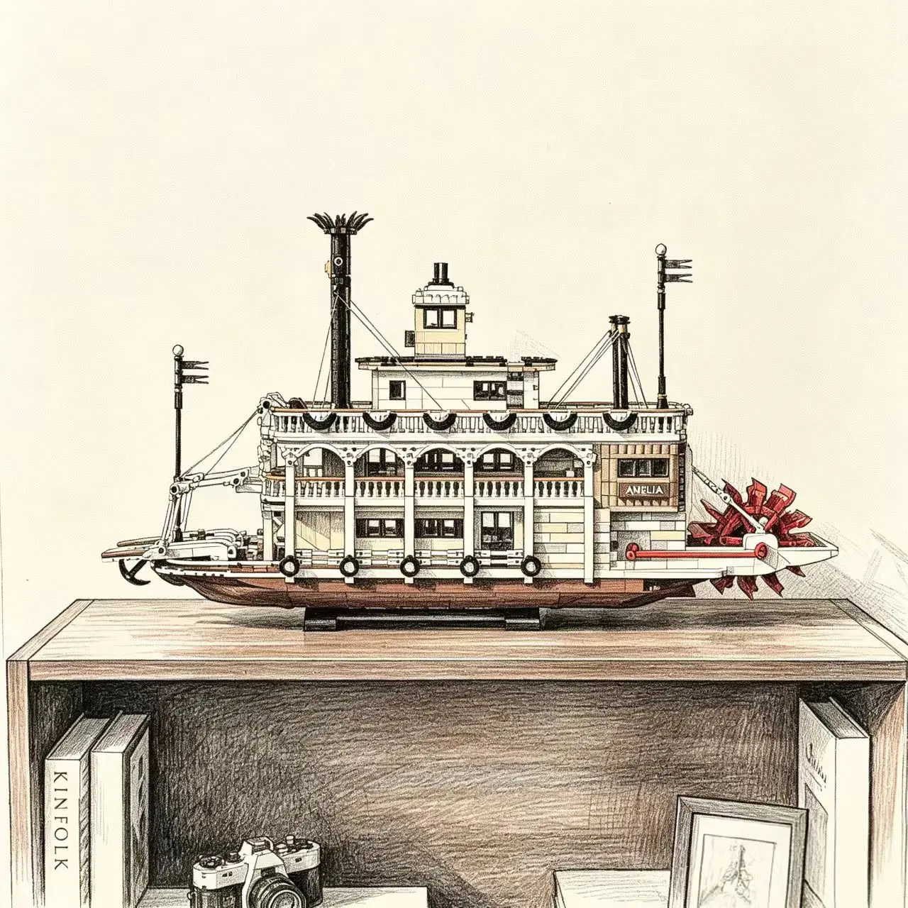 2026New4090PCS Canal Steamboat Home Decoration Model Ornament Adult Christmas Gift