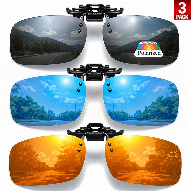 1/3 Stück polarisierte Clip-On-Sonnenbrillen für Männer und Frauen, hochklappbare Überbrillen für Sport, Angeln, Fahren, Wandern, Radfahren, UV400 – Detail 10