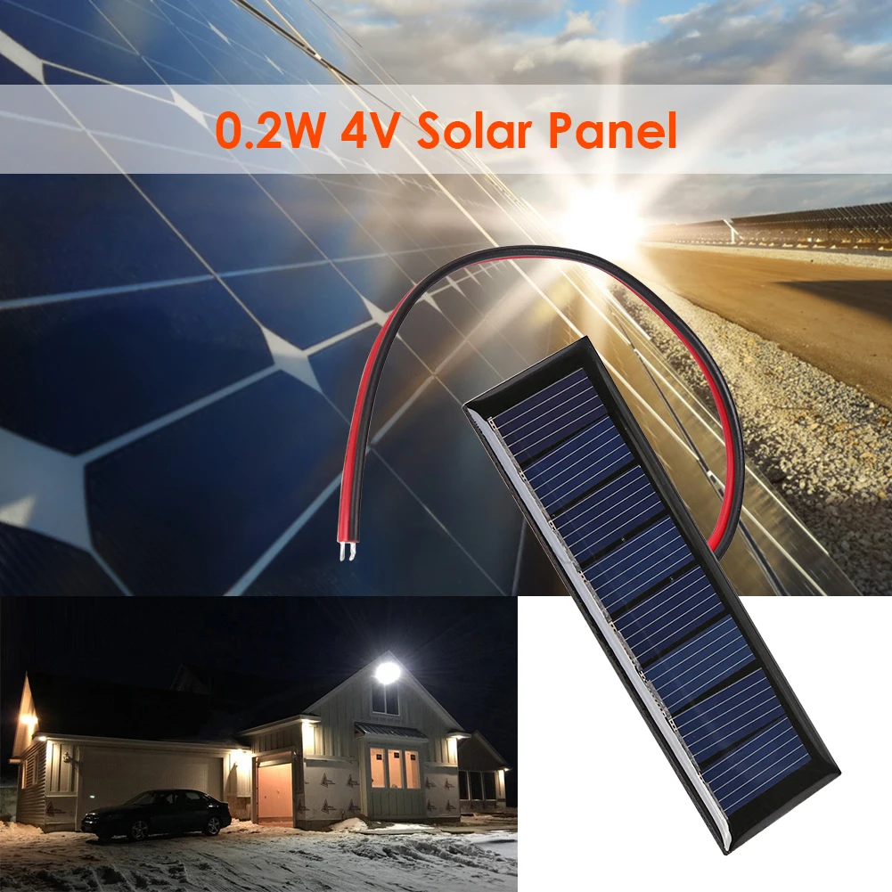 4V 0,2W Mini 2-Draht-Epoxid-Solarpanel 8 Solarzellen für Solarprojekte 3x1 Zoll