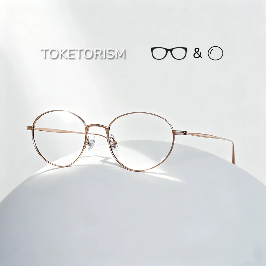 

Toketorism Quality Titanium Frame Reading Glasses For Women Optical Lenses With Degree Men's Oval Eyeglasses