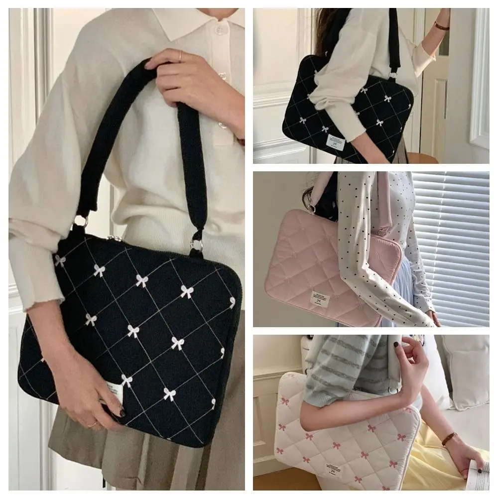 

Embroidered Bow Business Briefcases Large Capacity Handbag Document Tote Bolsas File Folder Shoulder Bag Laptop Sleeve Case Bag