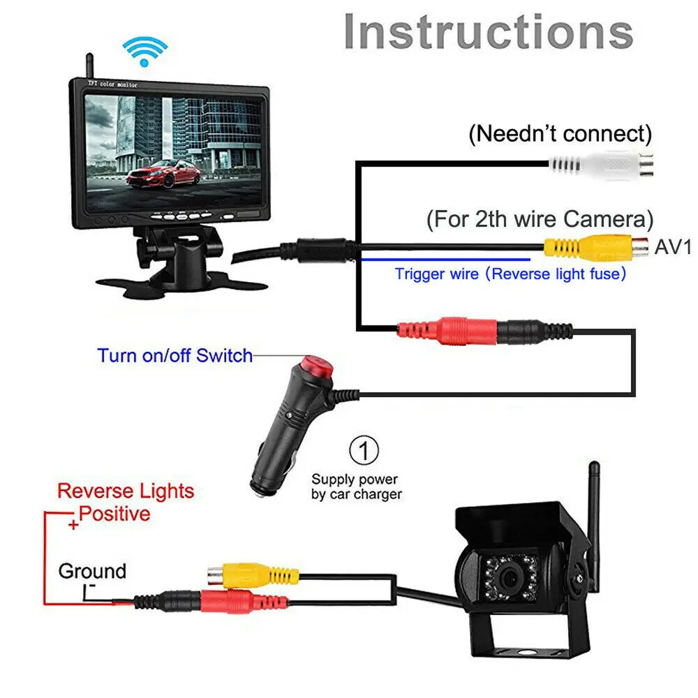 Wireless Backup Rear View Camera System 7\