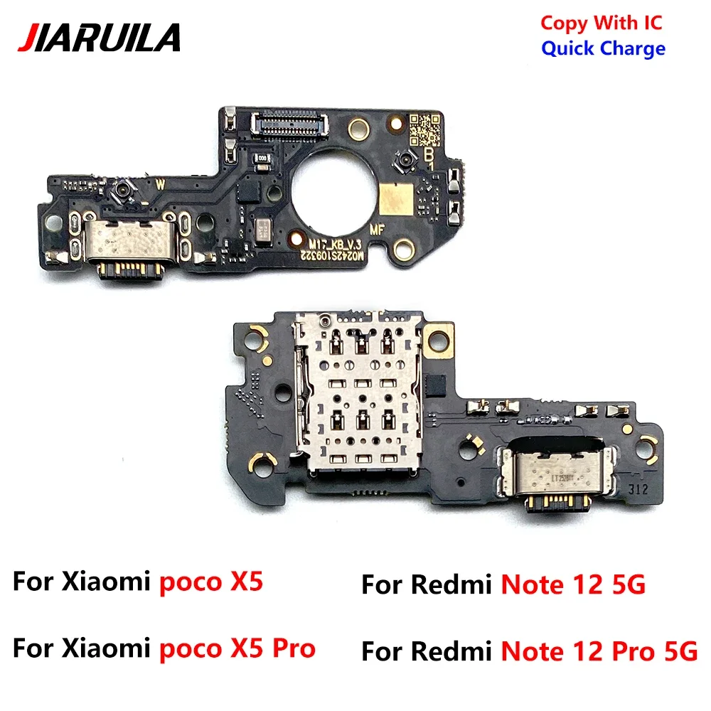 Für Xiaomi Redmi Note 12 Pro 4G 5G Xiaomi Redmi Note 12 5G Mikrofonmodul USB-Ladeanschluss-Platine Flexkabel Anschlussteile